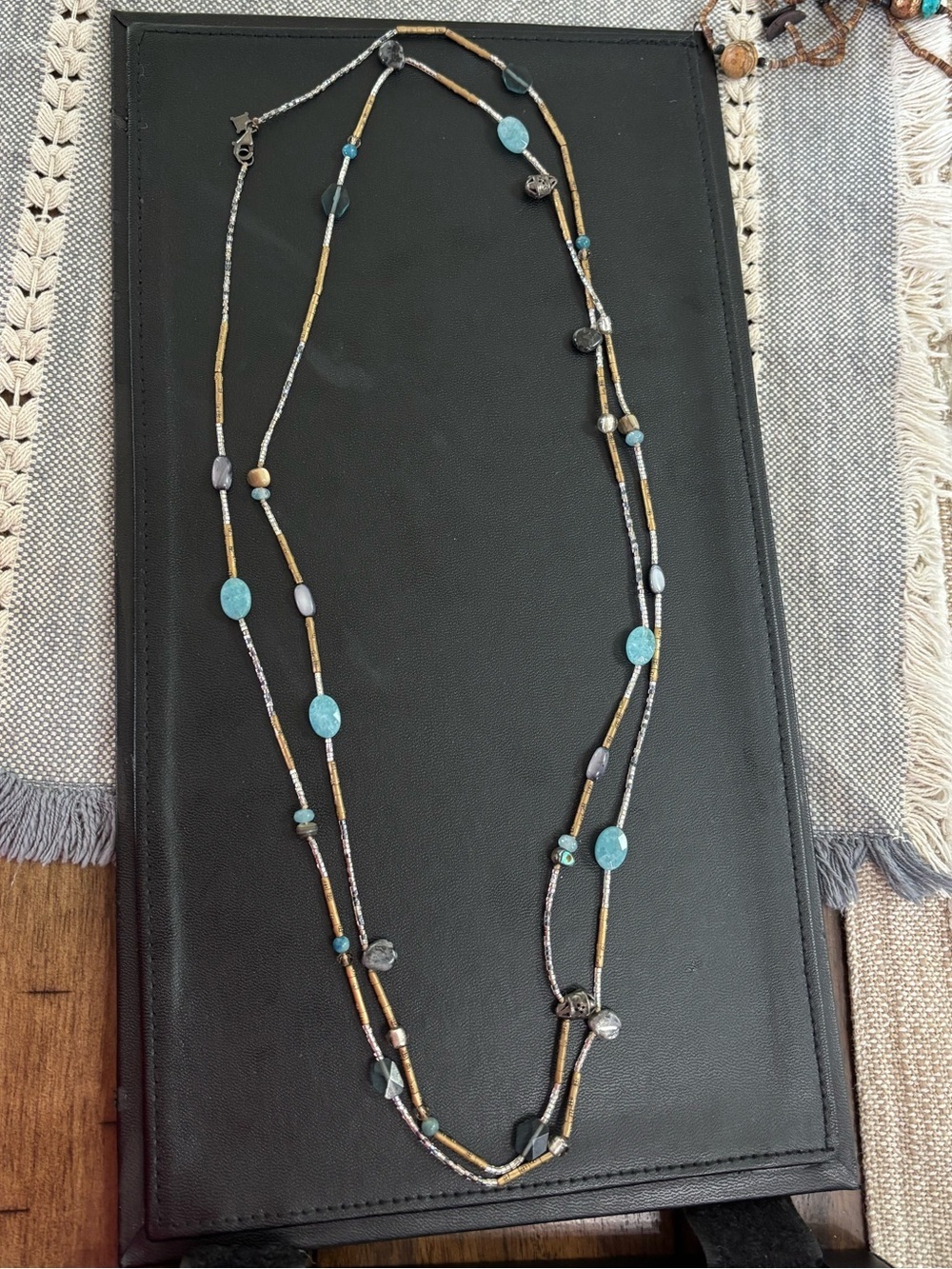 Silpada Turquoise and Gold Multi-Strand Bead Necklace